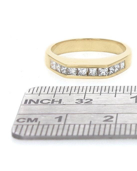 Princess Diamond 3 Sided Ring in Yellow Gold